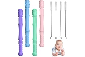 Vicloon Gryzak dla niemowląt, 4 szt. silikonowych zabawek do ząbkowania dla niemowląt, pierścienie chłodzące, zabawka łagodząca ból, dla chłopców i dziewcząt (niebieski, zielony, różowy, fioletowy)