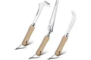 Jardineer Weed Puller Tools Set, 3 Pack Hand Crack Weeder, Stainless Heat Treated Steel Weed Root Remover with Ergonomic Handle, Multi-Purpose Weeding Tools for Lawn Garden Patio & Yard