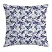 Produktbild Retro Throw Pillow Cushion Cover, Old Fashioned Butterfly Moth Forms Romance Flowers Essence Beauty Picture, Decorative Square Accent Pillow Case, 18 X 18 inches, Violet Black Baby Blue