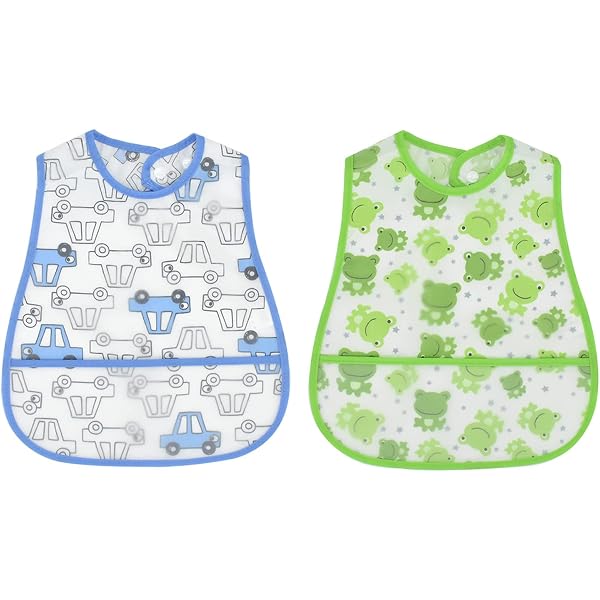 Lot De 3 Bavoirs Bébé Imperméables - Manches Longues, Motifs Mignons 6-24 Mois