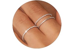 ZHESHY 3 Stück Ring Gold Silber Damen 14k Vergoldete Wasserfest Goldene Ringe Set Dünner Stapelbar Verlobungsring Eheringe Statement Daumenring Fingerring Hypoallergene für Frauen Schmuck Größe 52-64