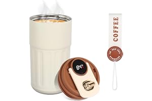 FASBET Water Bottle Flask Stainless Steel Flask for Hot Drink 450mL, Insulated Coffee Mug Travel Mugs for Hot Drinks Mug Warmer Thermal Mug Thermal Cup Thermal Flask (Brown)