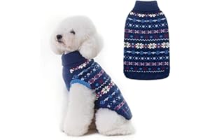 BINGPET Classic Snowflake Dog Jumper - Soft Thickening Dog Cat Sweater Coat Warm Apparel, Knitwear Pet Winter Clothes Outfits
