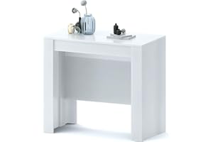 Bricozone Clarissa Plus Tavolo Consolle Allungabile Fino A 3 Metri Tavolo 14 Posti Salvaspazio Multiposizione Design Moderno Ed Elegante per Casa E Ufficio 78 x 51 x 90 cm Colore Bianco Lucido