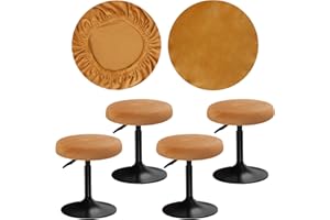 YINGAYOU Coprisgabello Rotondo Velluto 30-40 cm Copri Sgabello Rotondo Fodera Lussuoso Tessuto Morbido in Velluto, Elastico e Facile da Installare, Resistente Alle Pieghe, Lavabile (4, Cachi)