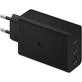 Samsung Trio 65 Watt Fast Charging Adapter, 3 Outputs, 1xType-C 65W PD&SFC, 1xType-C 25W PD&SFC, 1xType-A 15W, T6350NBEGW