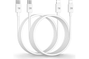 KINPEE Kabel USB C na Lightning 1M+2M, certyfikowany przez MFi kabel do ładowarki iPhone'a, kabel do ładowarki iPada, kabel iPhone Lead Lightning kompatybilny z iPhone 14/13/12/11/X/XS/XR/8/7/6/SE/iPad