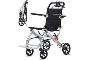 Broobey Ultraleicht Rollstuhl für Erwachsene Faltbar Reiserollstuhl, Transportrollstühle für Senioren, 120 Kg Belastbar