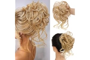 RPAEOY 2 Pièces Chignon Postiche Cheveux Elastique Postiches Bouclés Ondulés Chouchou Cheveux Naturel Faux Grande Chignon pour Femmes Fille (Doré)