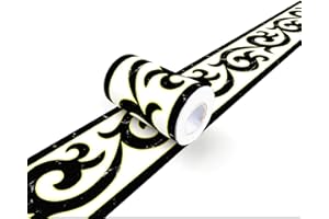 VisitRyl Cenefas Adhesivas para Cocina Baño Decorativas Negro b1007 10cm X 1000cm Fácil Aplicación Resistente Agua