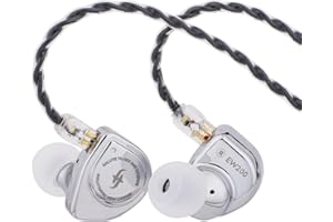 Linsoul SIMGOT EW200 Słuchawki douszne z membraną SCP 10 mm, z całkowicie metalowym korpusem, posrebrzany 2-pinowy odłączany kabel OFC 0,78 mm do audiofilów (EW200 z mikrofonem)