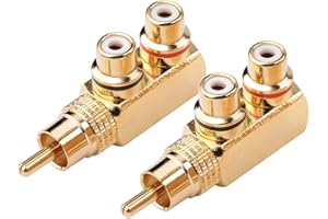 EUROHARRY rozdzielacz Cinch 1 na 2, 90 stopni kątowy, gniazda Cinch, rozdzielacz AV i RCA, audio/wideo Y