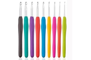 Plstod Uncinetto Set 9 Pezzi Uncinetti Alluminio Kit Uncinetto (2/2.5/3/3.5/4/4.5/5/5.5/6mm) Ergonomico Morbido Gomma Comfort Antiscivolo Grip per Principianti e Esperti Amanti Dell'uncinetto