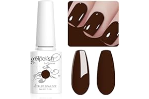 Vishine Vernis à Ongles Gel Couleur Chocolate foncé, Vernis Gel Semi Permanent Soak Off UV LED Gel Polish Nail Art Manucure 8ml L018