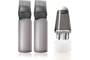 YXL 2 Hair Oil Applicator Bottle and 1 Scalp Massagers, Hair Dye Brush Applicator Bottle with Graduated 6 Ounce Scale, Suitable for Salons and Home DIY, Black