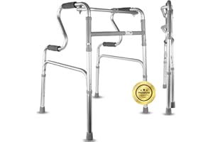 OrtoPrime déambulateur adulte pliable sans roues avec appui pour se lever – cadre de marche léger aluminium – déambulateur d’intérieur étroit pour senior – rollator schmal pour wohnung