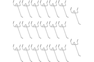 Leliafleury 20PCS Pegboard Hooks 10 x 3.2cm Metal Peg Board Hooks for Retail Store Supermarket Kitchen Home, Silver