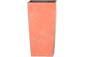 Maceta alta 19 L Prosperplast Urbi Square Effect de plástico CON depósito en color Terracota, 44,9 (alto) x 24 (ancho) x 24 (profundo) cms