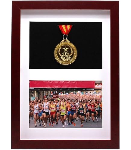 Xj - Marco Para Mostrar Medallas, Medalla Deportiva 3D, Marco De Fotos, Marco Negro Y Color Nogal Profundo Para Marco Profundo 3D, Para Mostrar Medallas