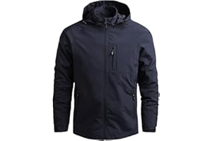 OlyljpinZ Chaqueta al Aire Libre para Hombres Chaqueta de senderismo Impermeable Ligeras chaqueta de entretiempo primavera otoñoCortavientos Cazadoras Deportiva Abrigo Antiviento Aire Libre softshell