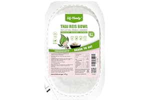 Elf-Family Jasmin Riz Thaï Bol de Riz - Prêt en 1 Min - Vegan Riz 170G - Faible en Calories/Sans Gras/Sans Sucre - Riz au Jasmin 100% Naturel de Qualité Supérieure