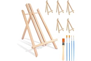 MIPIACE Staffelei Holz 40cm, mit 5 Stück Mini Staffelei Holz 16cm Staffelei Kinder Staffelei Tisch Klein Staffelei Klappbar für Ausstellen von Fotos Fotoalben Postern Foto Memo Kunsthandwerk