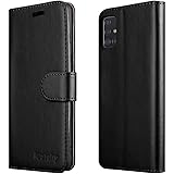 iCatchy Funda para Samsung Galaxy A51 de piel tipo libro con tapa y función atril compatible con Samsung Galaxy A51 (Negro)