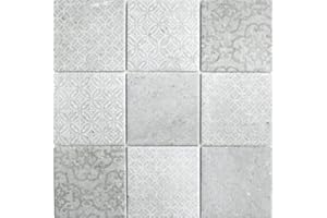 MOSAIK-NETZWERK Piastrella in ceramica effetto shabby chic, effetto mosaico, stile retrò, vintage, grigio, per pareti, bagno, WC, doccia, cucina, specchio per piastrelle, rivestimento per vasca da bagno WB22-CELLO