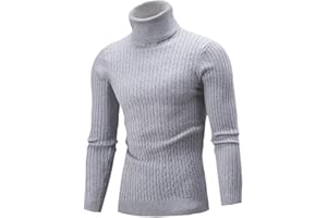Pokem&Hent Pull à col roulé pour homme Automne/hiver Pull chaud en tricot
