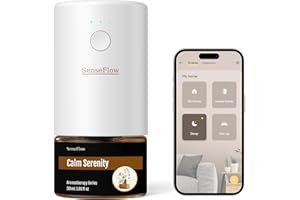 SenseFlow Diffusore di Oli Essenziali Wi-Fi SF101S - Ultrasuoni Senza Acqua Profumatore per Ambienti, 100% Vegetale, Aroma 120 Giorni, LED, Ideale per Casa, Hotel e Studio - Serenità Calma