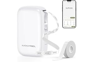 ‎SUPVAN SUPVAN E16 Bluetooth Drukarka Etykiet z 1 rolką 15 mm x 6 m etykiet, Katasymbol Drukarka Samoprzylepnych do systemów iOS i Android, Biały