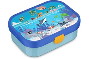 Mepal - Fiambrera Campus - Bento Box para Niños - Lonchera con Compartimento y Tenedor - Fiambrera con Cierre de Clip - Sin BPA y apta para Lavavajillas - 750 ml - Tropical Ocean