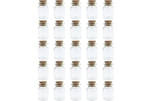 WYAN 25Pcs 4ML Petite Bouteille en Verre,Tube a Essai Verre pour Les Mariages,Set Petit Flacon Verre,Bocaux en Verre Mariage, Désir de Fête