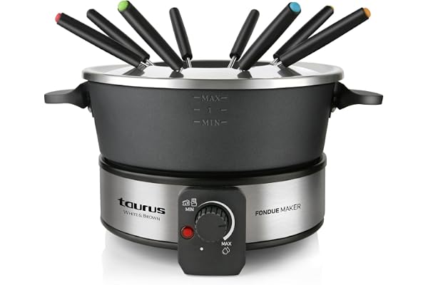 Taurus FF2 - Appareil à Fondue 1000W, Capacité de 2L, 8 personnes, Température régable, Tous types de fondues, Sans PFOA