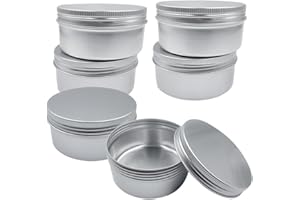 UMCHU 6 Piezas 200ml Latas de Aluminio Vacías,Caja Aluminio Redonda,Latas Metalicas Envases,sirve para guardar té, cable USB, productos para el cuidado de las uñas(9,2 * 4,5 cm)