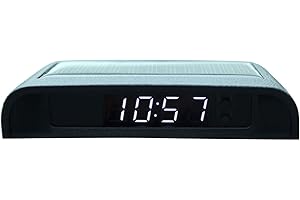 Hotsel Horloge solaire pour voiture - Écran LCD numérique - Tableau de bord - Horloge électronique - Affichage de l'heure, de la date et de la température - Accessoire électronique