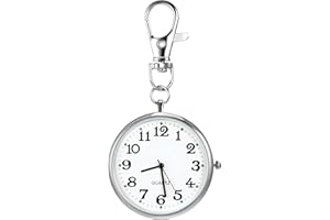 WOFASHPURET Orologio da, orologio digitale, orologio da, orologio da con clip, orologio da tasca portachiavi in acciaio bianco, argento, 8.00X4.30X0.80CM, Elegante,