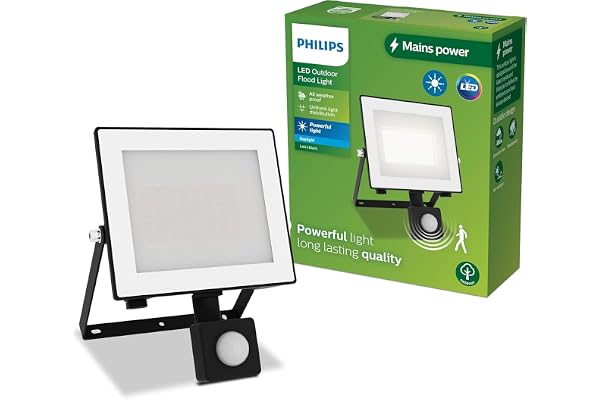Philips Lois Projecteur Extérieur avec Capteur, 30 W, 5000 K, Noir