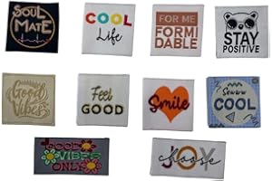 FILOUFACE Étiquette tissée à coudre Lot de 10 Message Fun Customisation textile Thème Mood