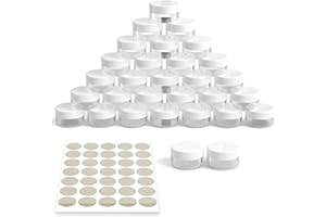 Newaner Pack of 30 Jars, 10 g 10 ml, Cream Jar, Empty Jar, Transparent Jar with Screw Cap, Jar with Stickers, Ideal for Make-Up, Creams, Lotions, Mini Candles (White)