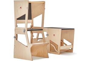 Bianconiglio Kids Transformer Artist Tour d'observation Montessori, Bouleau mélaminé sur 11 qualité supérieure, Bois Naturel avec Double Couche de Vernis Transparent Anti-Taches CE EN71, Standard