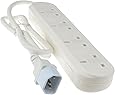 IEC C14 to 4 Way Gang UK Mains Extension Sockets Lead 1m Cable
