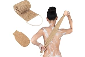 ‎SJBAUTYO 2 Stück Jute Rückenschrubber für dusche,Jute Rückenschrubber,für Körperpeeling,Rückenmassage und Trockenmassage,für Männer und Frauen(Band + Handschuhe)