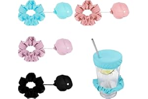 WANTUSHUI 4Stück Ko Tropfen Schutz Armband,Getränkeschutzdeckel,Cap Scrunchie Haarband Drink Cover,Getränke Abdeckung Cap Haargummi Scrunchie,Wiederverwendbar Getränkedeckel,Nightcap Ideal Für BarsUndPartys (4)