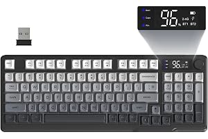 FREEWOLF M96 trådlöst speltangentbord, Bluetooth-rattreglage/2,4 G trådlöst mekaniskt tangentbord, LED-bakgrundsbelysning med