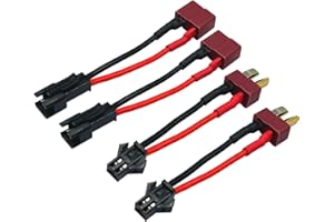 FLY RC 2 pares de adaptadores SM-2P a enchufe T macho hembra con cable de silicona de 18 AWG 5 cm para batería de iones de litio Lipo de coche RC drone barco