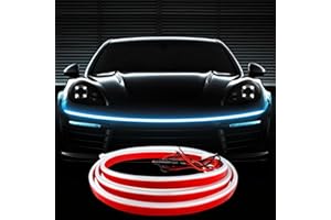 LCXECNW Striscia luminosa del cofano dell'auto,Striscia luminosa dinamica per auto,70 pollici auto striscia luminosa a LED,Striscia luminosa diurna flessibile esterna per auto,camion,SUV(Blu ghiaccio)