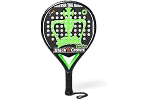 Black Crown - Pala de Padel Snake - Forma Redonda - Potencia - Peso 355 gr - Marco 38 mm con Doble Tubular de Fibra Carbono 80% - Resistente - Precisión - Nivel Intermedio