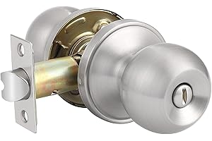 Probrico Interior Privacy Door Knob for Bedroom Stainless Steel Bathroom Door Knobs Round Door Lock Set Without Key Satin Nickel