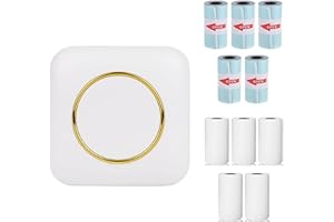 WINGFLY Mini Drucker Fotodrucker Thermofotodrucker Bild Fotoetiketten Memo Quittungspapierdrucker Taschendrucker mit 10 Rollen Druckerpapie für Smartphone mit Android, iOS System